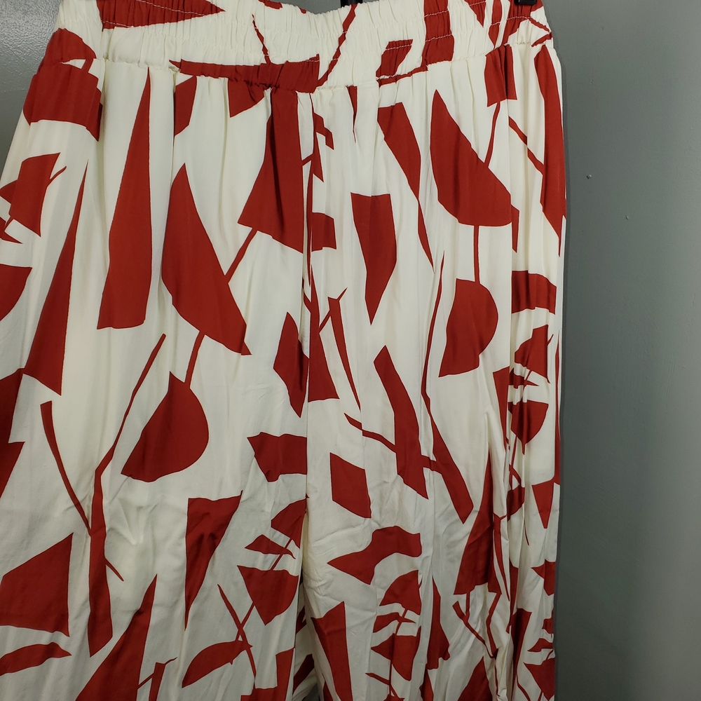 Stylish Burnt Orange and CreamWide Leg Pants